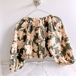 ZARA Crop Cotton Top.  Pleating Detail in the Front.